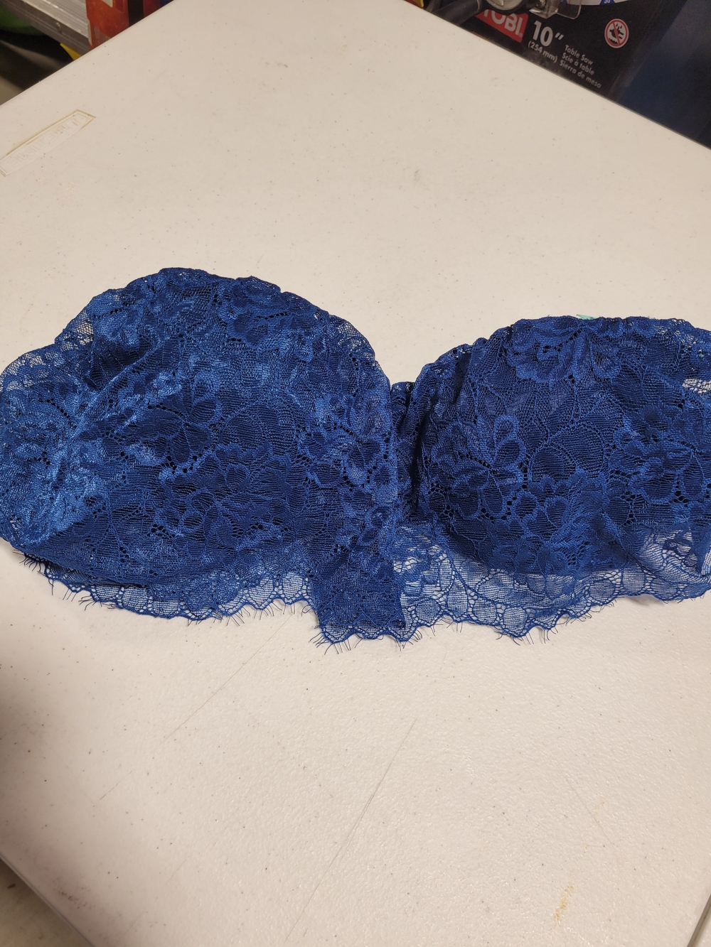Strapless Lace Bandeau Bra - Blue